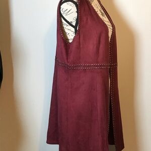 💞 💛 NWT 💛 BOHEMIAN FAUX SUEDE LONG STUDDED VEST CRANBERRY COLOR SIZE MED.